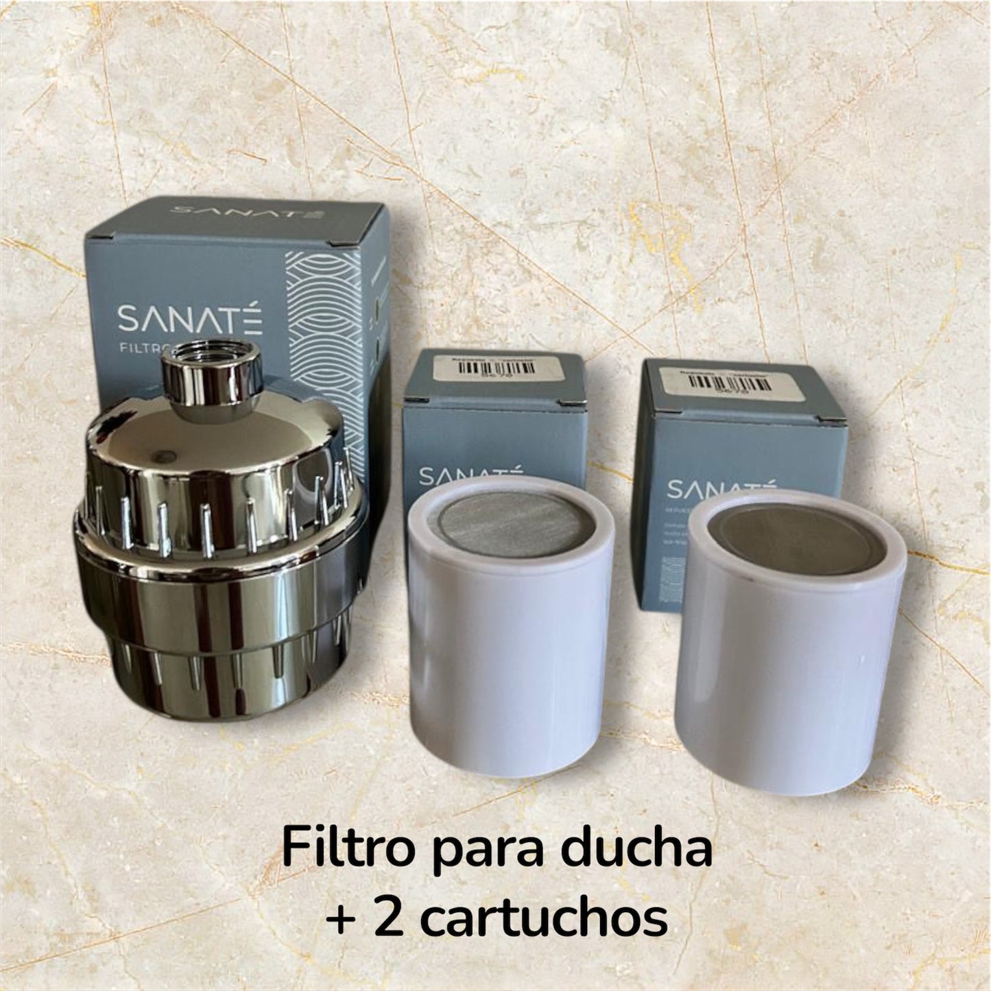 Filtro para ducha + 2 cartuchos repuesto