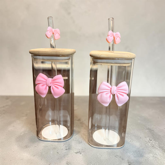 Vasos con popote vidrio (NUEVOS)